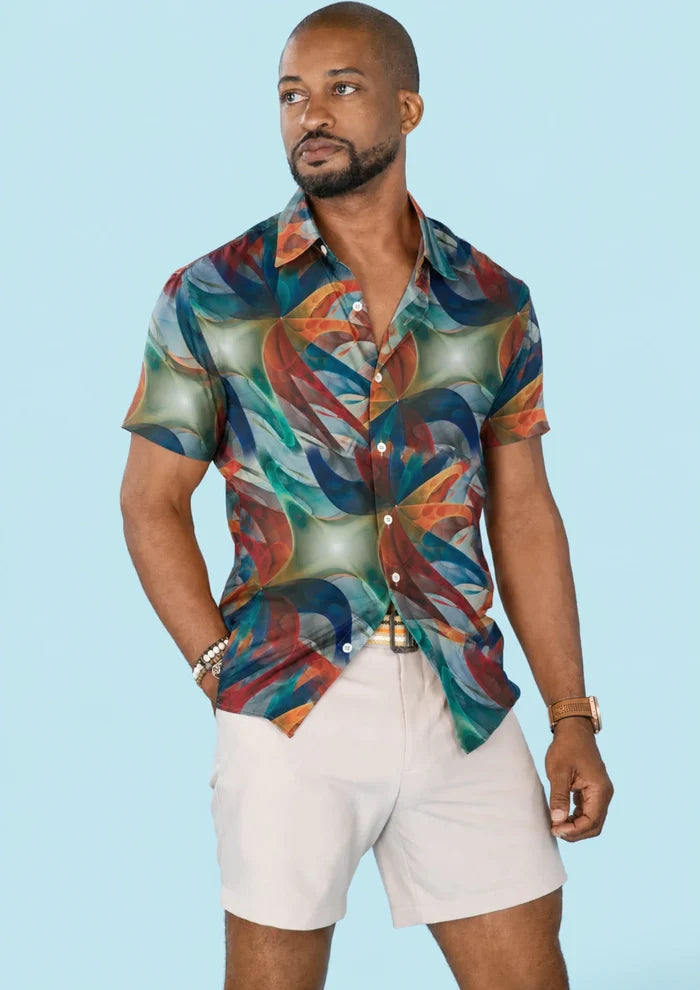 Ocean Swirl Silk Shirt - SARTORO