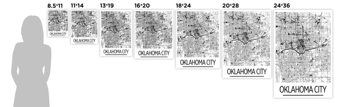 Oklahoma City Map Poster - usa Map Print - Art Deco Series