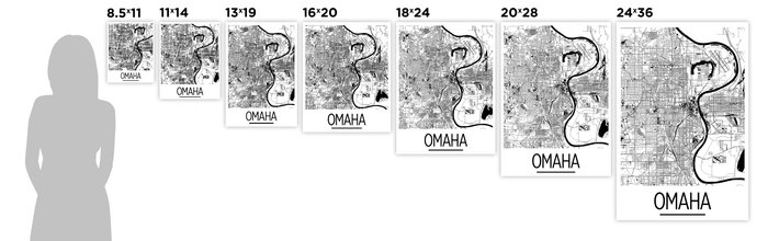 Omaha Map Poster - usa Map Print - Art Deco Series