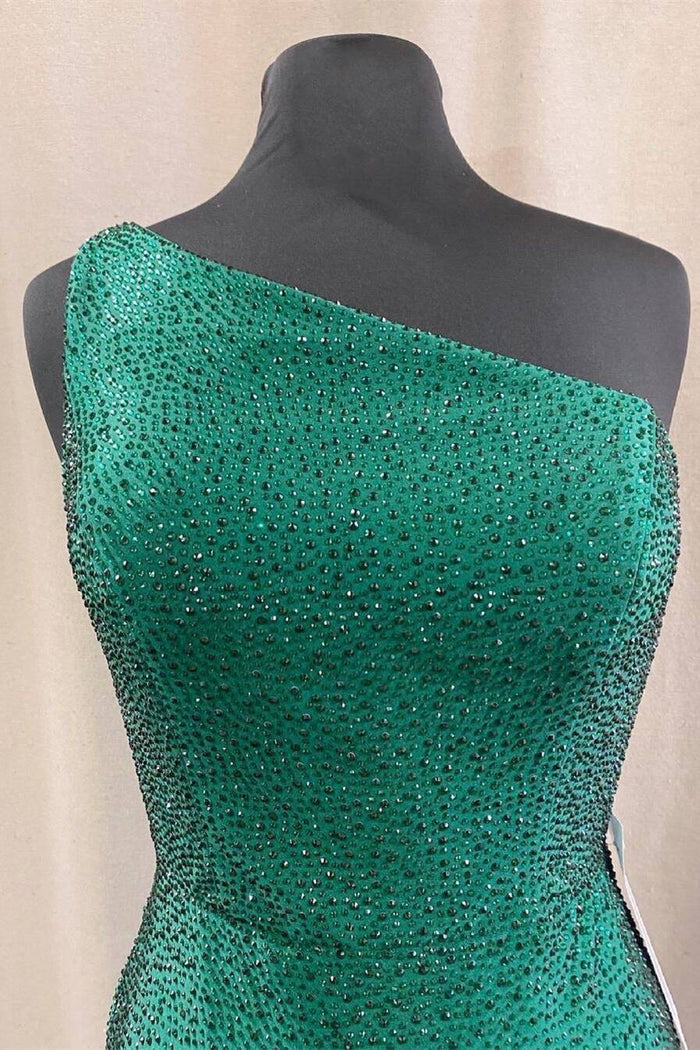 One Shoulder Rhinestones Sleeveless Tight Homecoming Dress