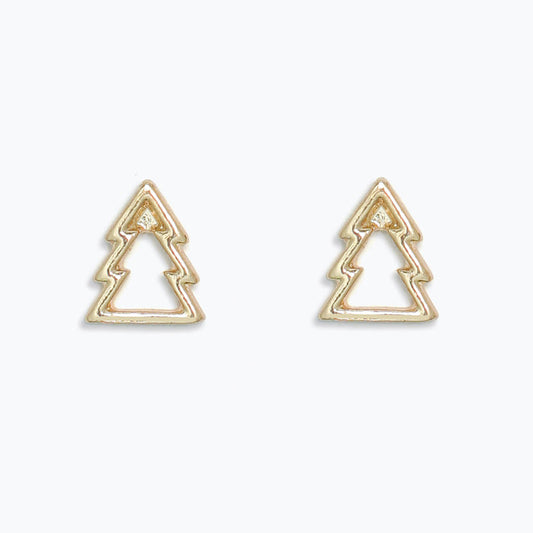 Open Gold Christmas Tree Earrings