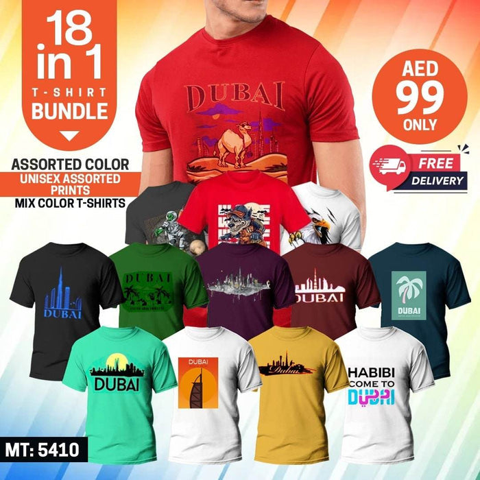 PACK OF 18 UNISEX ASSORTED PRINTS T-SHIRTS - Dubai Offers Today