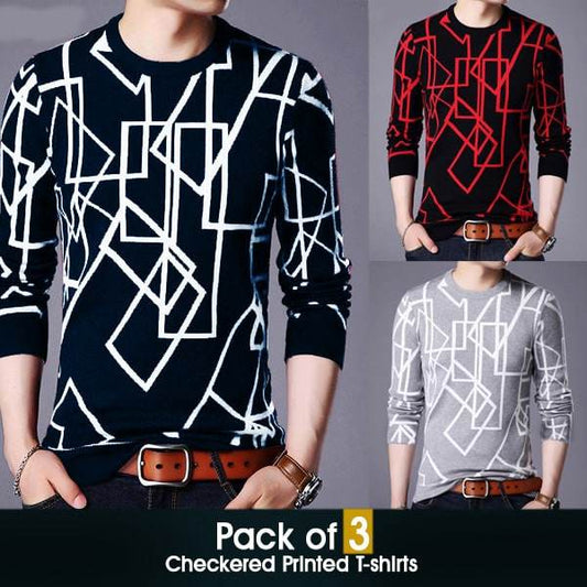 PACK OF 3 CHECKERED PRINTED T-SHIRTS - Dubai Offers Today