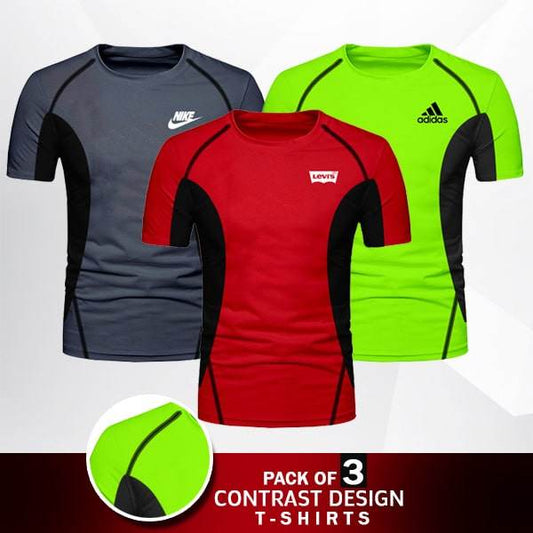 PACK OF 3 CONTRAST DESIGN T-SHIRTS - Dubai Offers Today