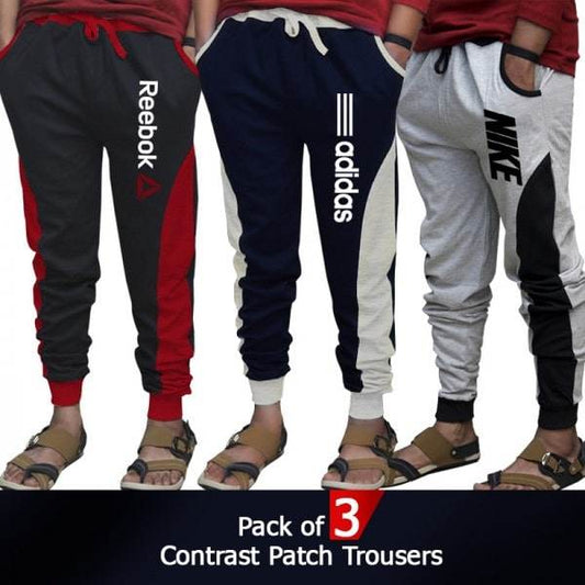 PACK OF 3 CONTRAST PATCH TROUSERS - Dubai Offers Today