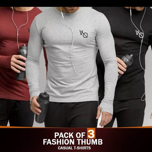 PACK OF 3 FASHION THUMB CASUAL T-SHIRTS - Dubai Offers Today