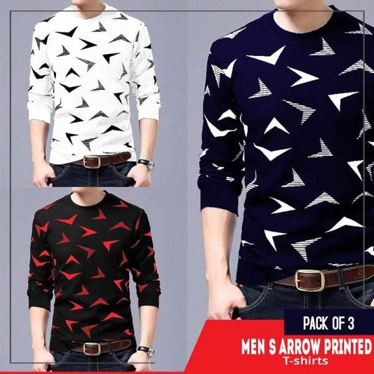PACK OF 3 MENS ARROW PRINTED T-SHIRTS - Dubai Offers Today