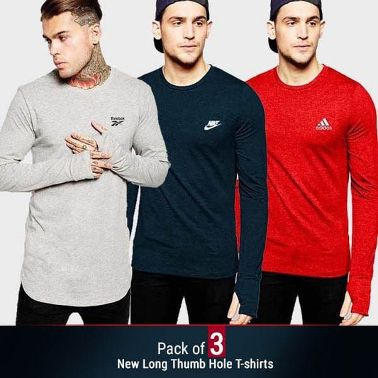 PACK OF 3 NEW LONG THUMB HOLE T-SHIRTS - Dubai Offers Today