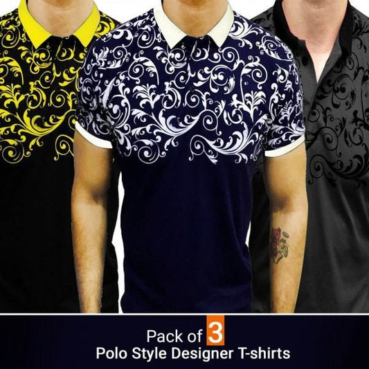 PACK OF 3 POLO STYLE DESIGNER T-SHIRTS - Dubai Offers Today