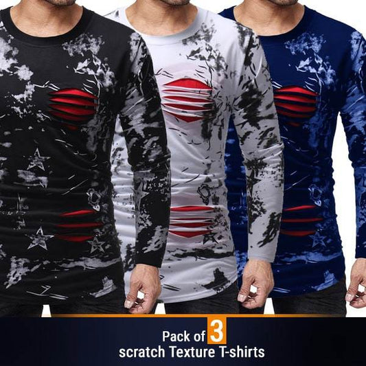 PACK OF 3 SCRATCH TEXTURE T-SHIRTS - Dubai Offers Today