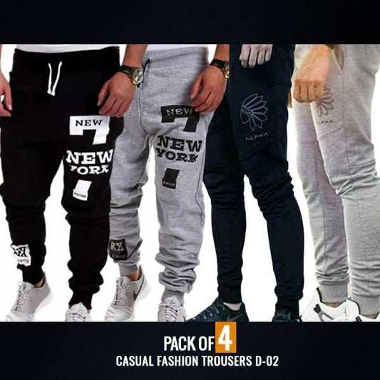 PACK OF 4 CASUAL FASHION TROUSERS D-02 - Dubai Offers Today
