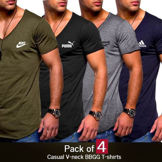 PACK OF 4 CASUAL V-NECK T-SHIRTS - Dubai Offers Today
