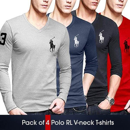 PACK OF 4 POLO RL V-NECK T-SHIRTS - Dubai Offers Today