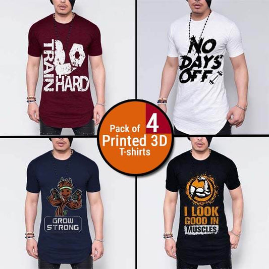 PACK OF 4 PRINTED 3D T-SHIRTS - Dubai Offers Today