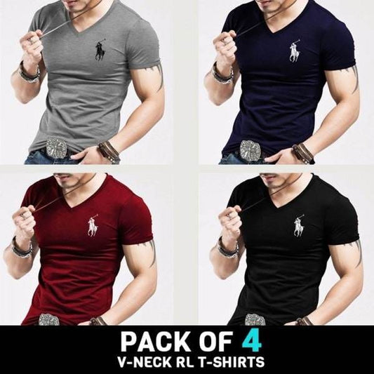 PACK OF 4 V-NECK RL T-SHIRTS - Dubai Offers Today