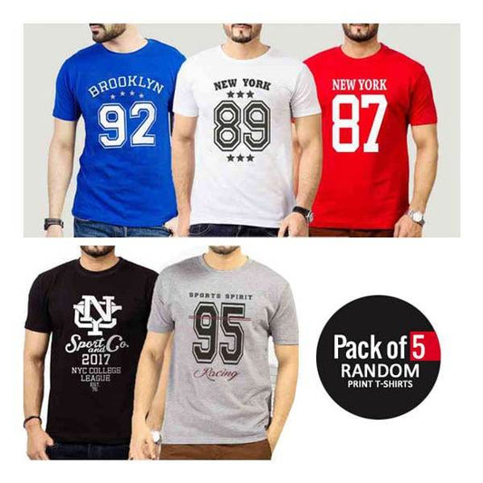 PACK OF 5 RANDOM PRINT T-SHIRTS - Dubai Offers Today