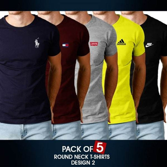 PACK OF 5 ROUND NECK T-SHIRTS DESIGN 2 - Dubai Offers Today