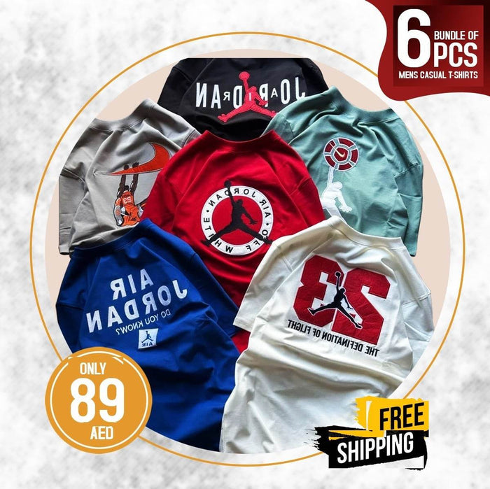 PACK OF 6 CASUAL T-SHIRTS FOR MENS - Dubai Offers Today