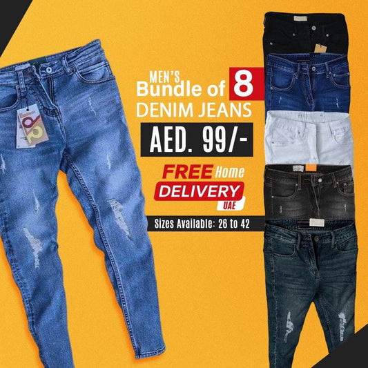 PACK OF 8 DENIM JEANS - Dubai Offers Today