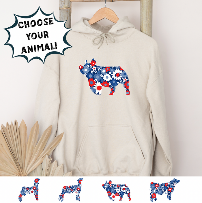 Patriotic Daisy-CHOOSE YOUR ANIMAL– Hoodie