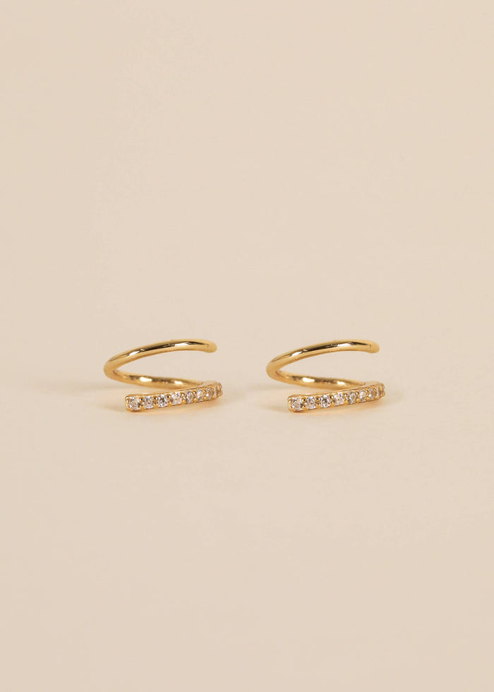Pave Spiral - Gold Earrings