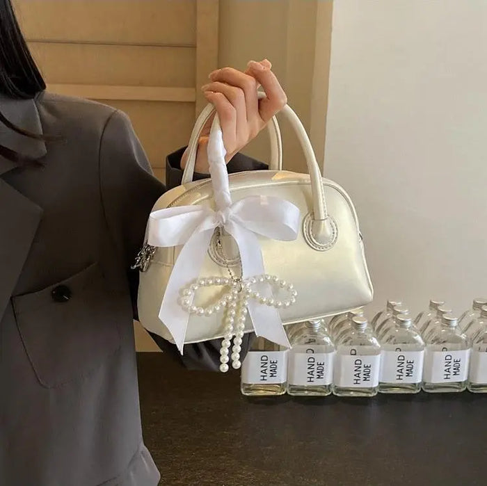 Ribbon Pearl Bow Fashion Handbags fashionnsio