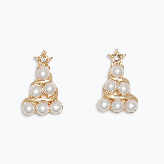 Pearl Christmas Tree Earrings