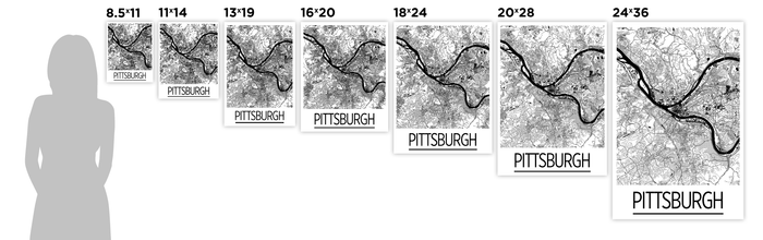 Pittsburgh Map Poster - usa Map Print - Art Deco Series