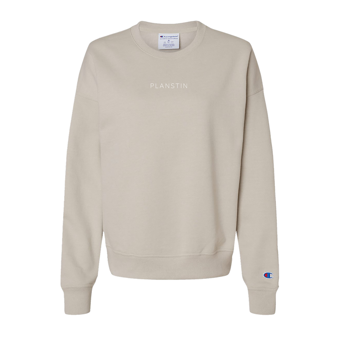 Planstin x Champion Women's Powerblend Crewneck Sweatshirt (Sand)