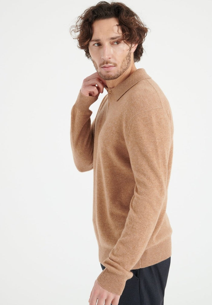 LUKE 5 Polo manches longues en cachemire camel