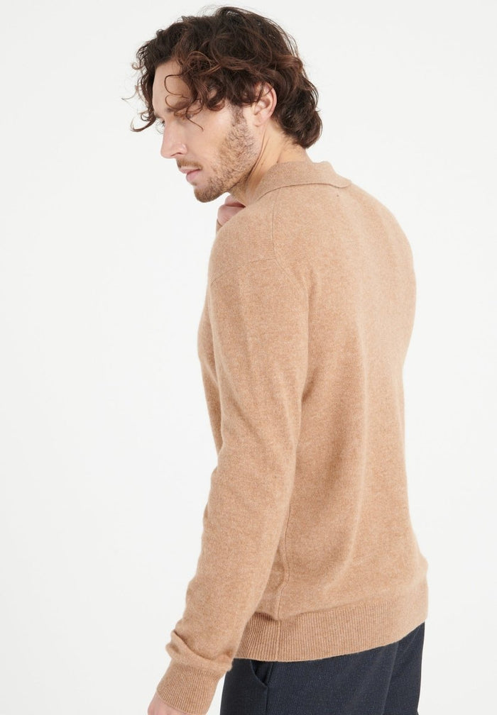 LUKE 5 Polo manches longues en cachemire camel