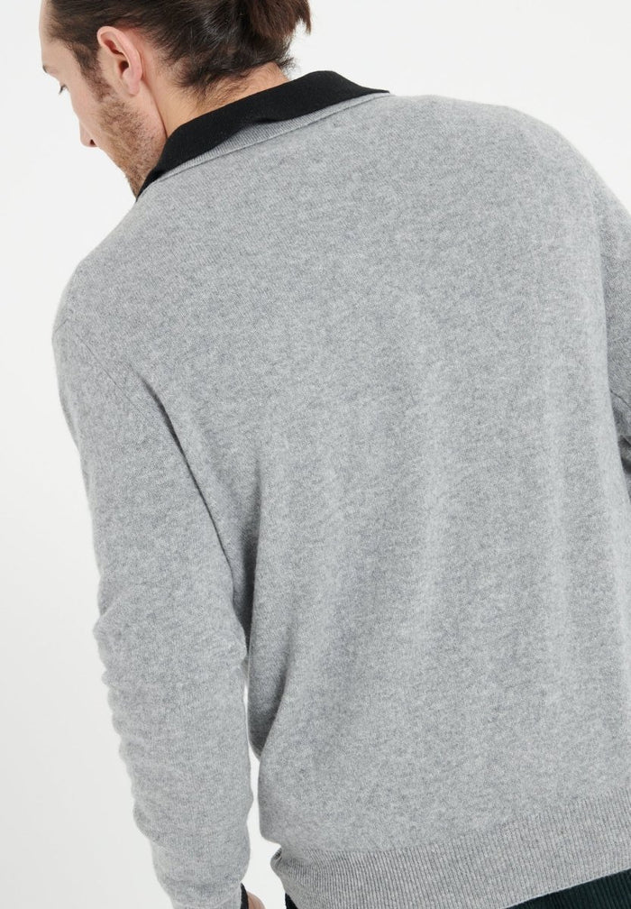 LUKE 5 Polo manches longues en cachemire gris clair