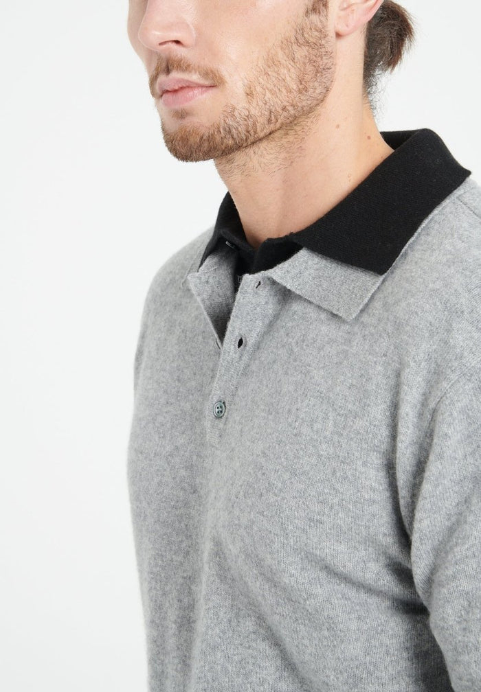 LUKE 5 Polo manches longues en cachemire gris clair