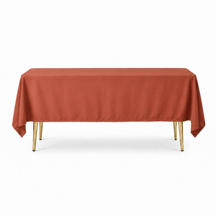 Terracotta rectangle tablecloth 60"x102" - wrinkle-resistant finish.