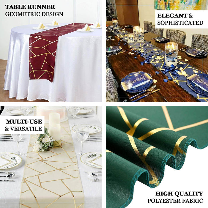 Elegant geometric table runners in various colors and styles for versatile decor.