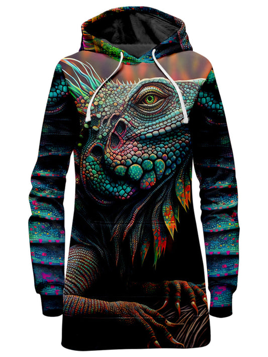 Psychedelic Giant Iguana 2.0 Hoodie Dress iEDM Epic Hoodie