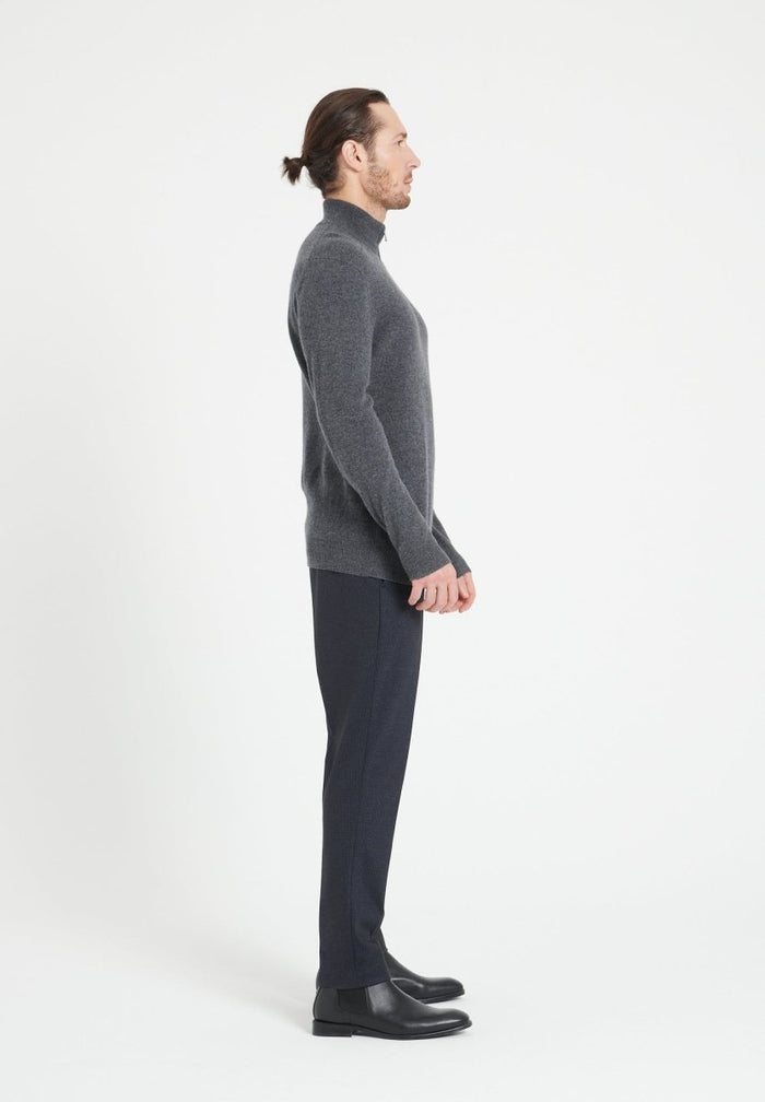 LUKE 4 Pull camionneur en cachemire gris anthracite