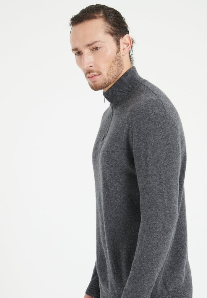 LUKE 4 Pull camionneur en cachemire gris anthracite