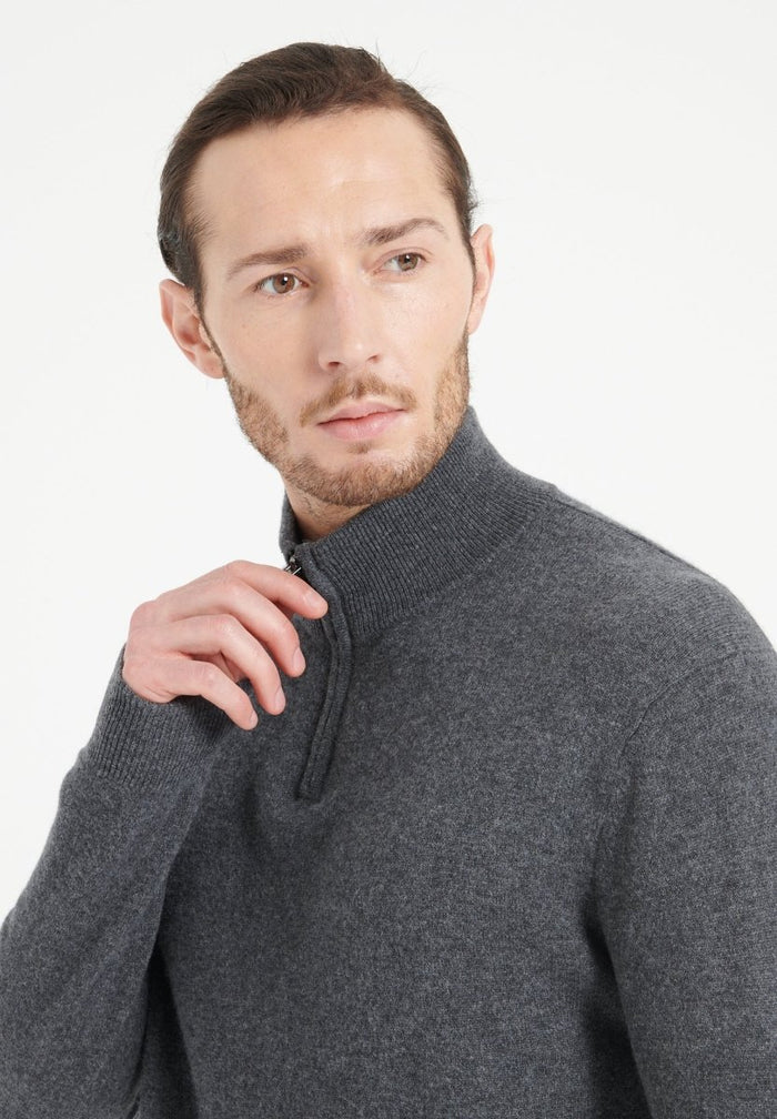 LUKE 4 Pull camionneur en cachemire gris anthracite