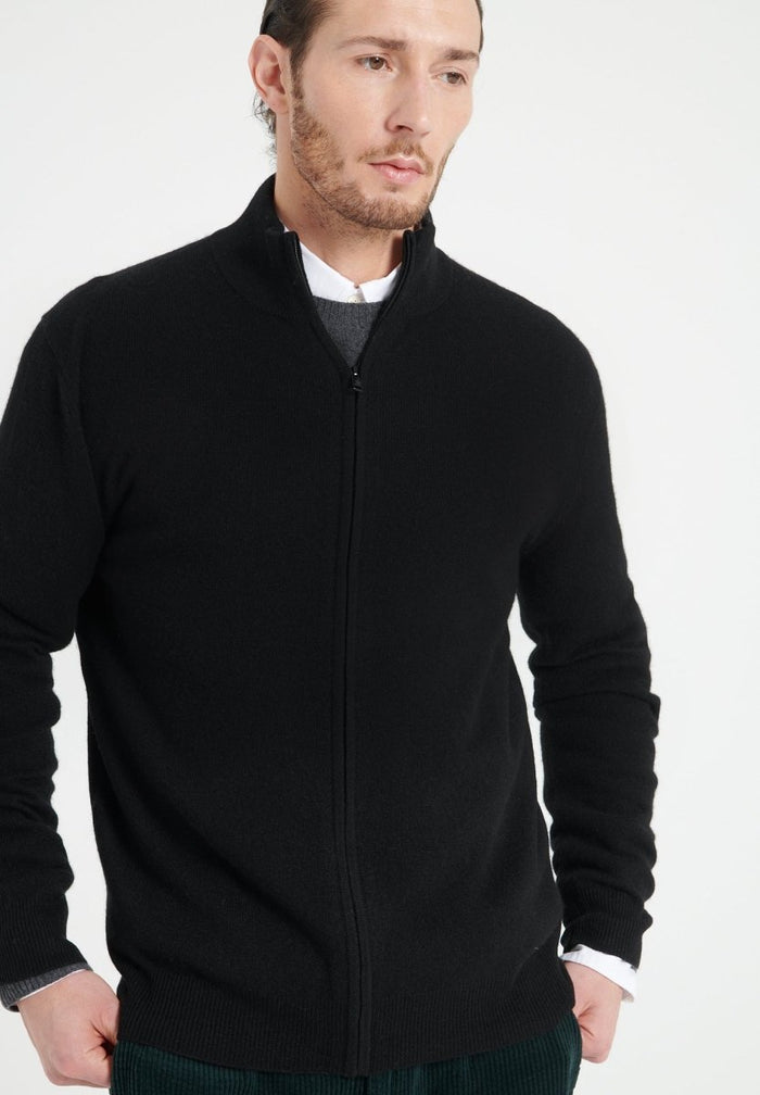 LUKE 8 Gilet zippé en cachemire noir