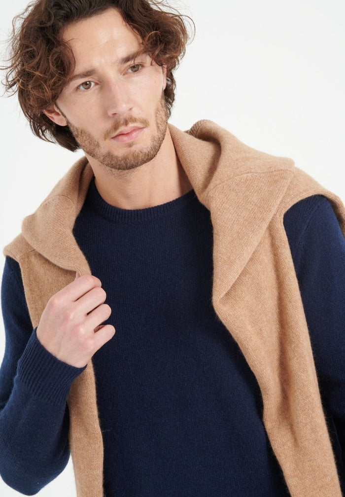LUKE 14 Pull col rond en cachemire 4 fils bleu marine