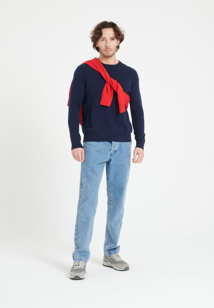 LUKE 2 Pull col rond en cachemire bleu marine