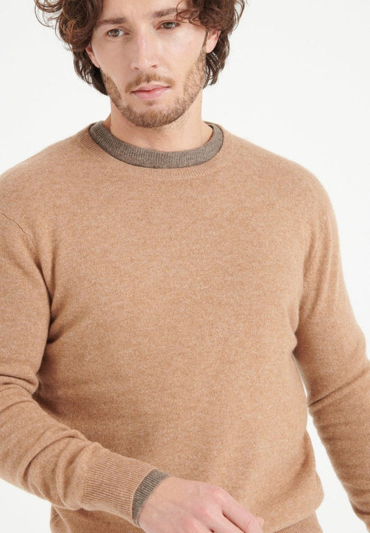 LUKE 2 Pull col rond en cachemire camel