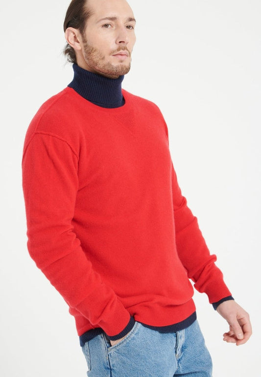 LUKE 12 Pull col rond en cachemire rouge
