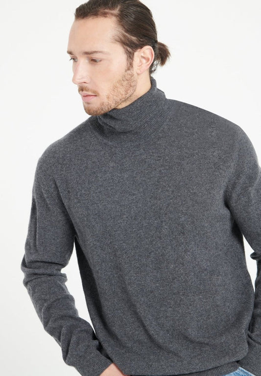 LUKE 3 Pull col roulé en cachemire gris anthracite