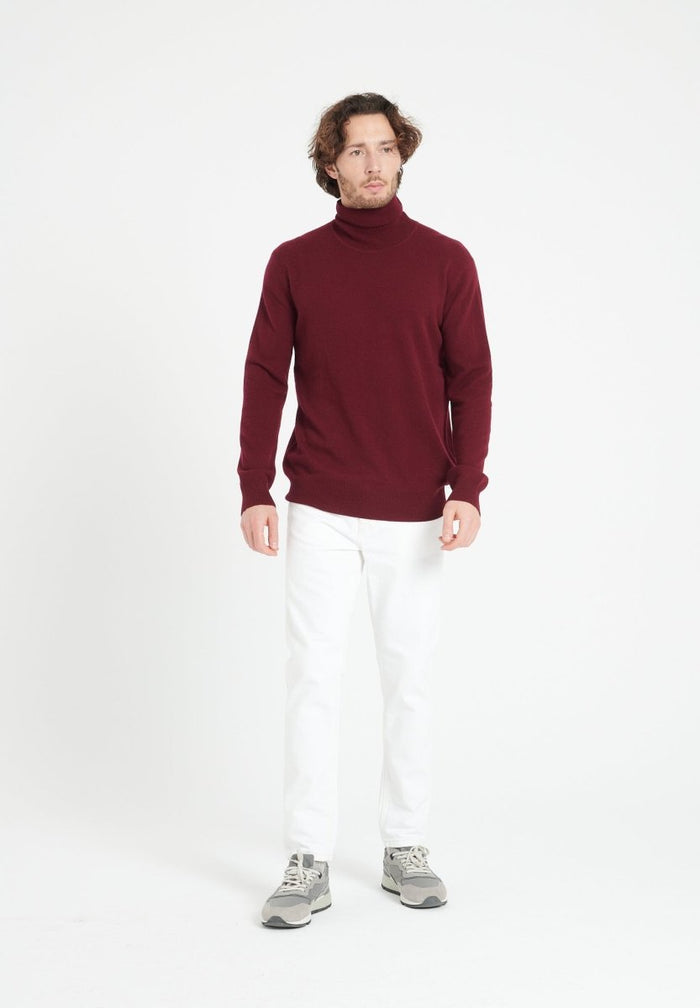 LUKE 3 Pull col roulé en cachemire rouge bordeaux