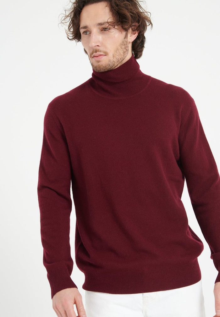 LUKE 3 Pull col roulé en cachemire rouge bordeaux