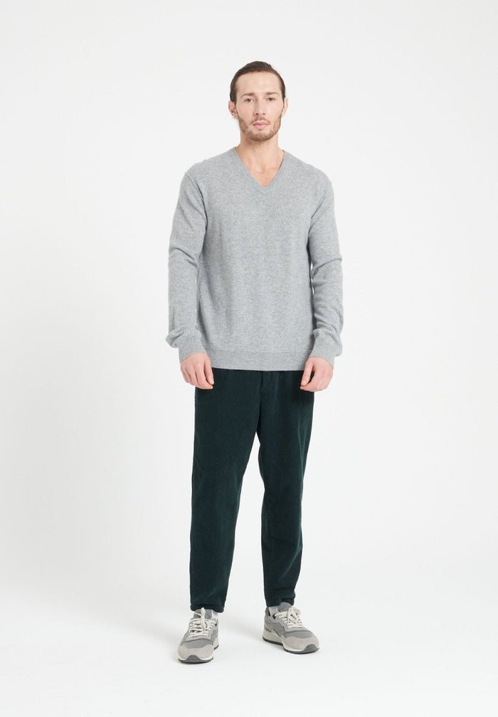 LUKE 11 Pull col V en cachemire gris clair