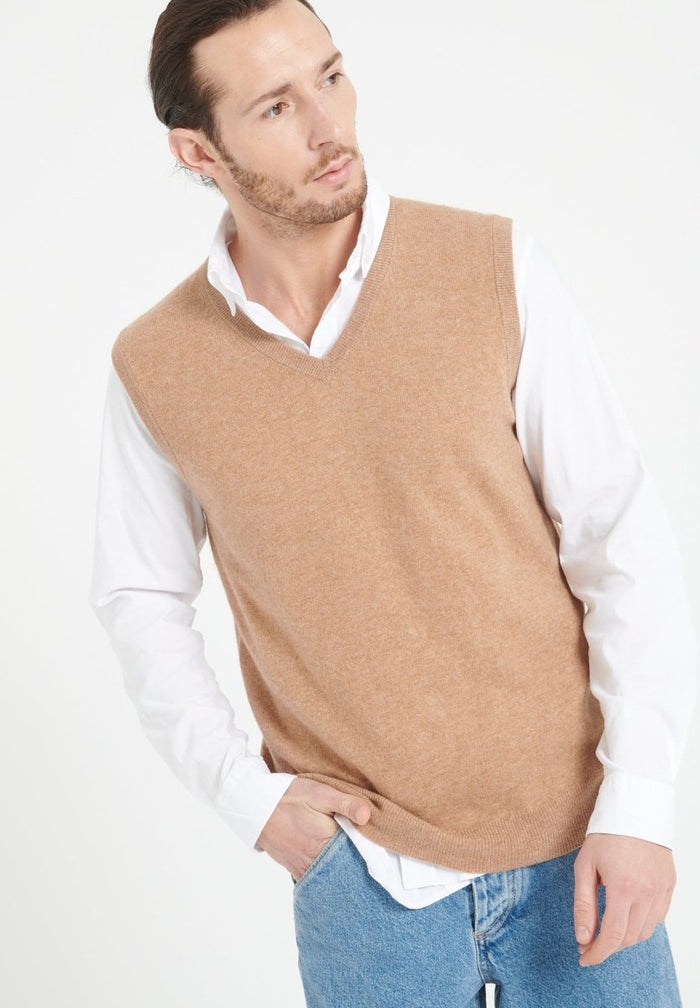 LUKE 9 Gilet sans manches en cachemire camel