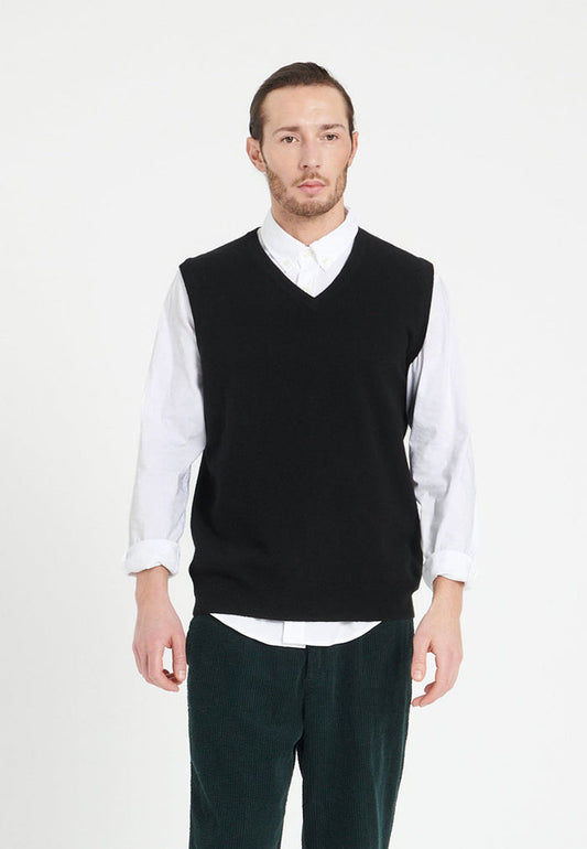 Gilet col V sans manches homme en cachemire noir - LUKE 9
